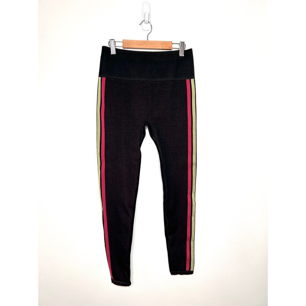 Fabletics Women's High Waisted Seamless Stripe Leggings Sz L Cropped y2k 90s 80s